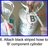 Attach hoses to correct cylinders