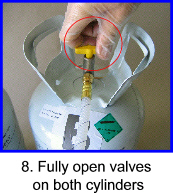 Fully open valves on cylinders